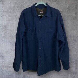 Vintage LL Bean Shirt Jacket Mens XL Navy Blue Shacket Lined Barn Chore Outdoors